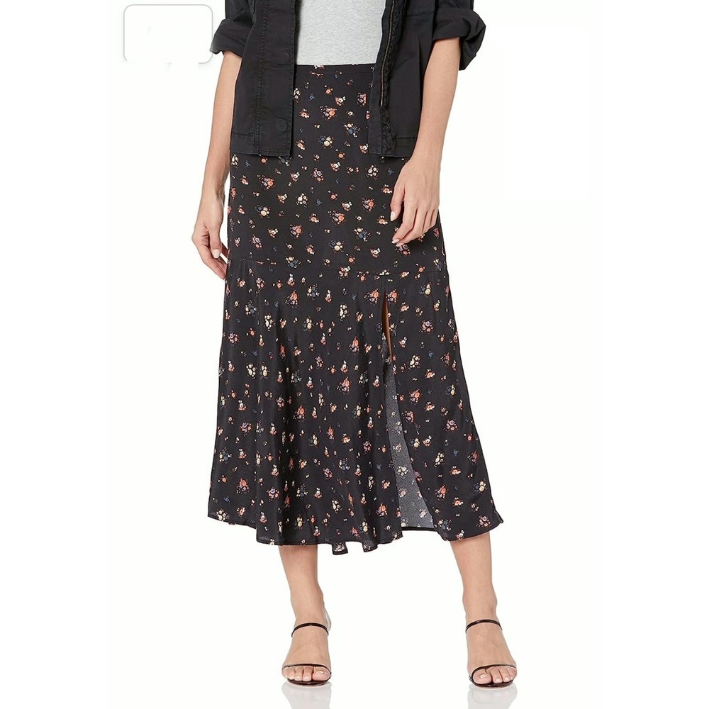 Paige Kacie Floral Midi Skirt Black Ditsy Floral Size Medium